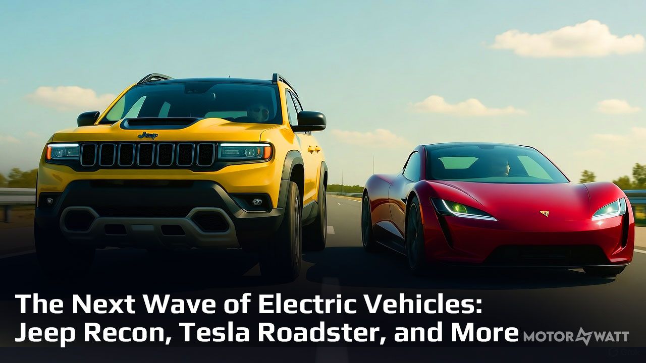 Jeep Recon and Tesla Roadster